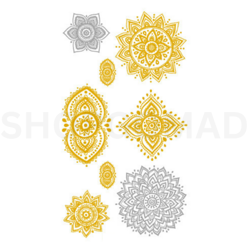 Mandala  Waterproof Metallic/Flash Temporary Tattoo By ShopGomad