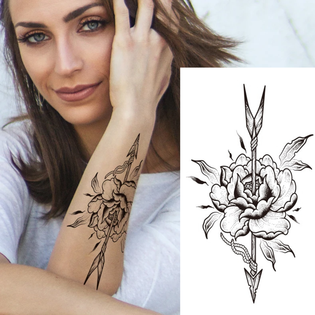Wide Rose Temporary Tattoo By ShopGomad