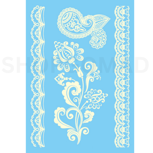 White Heena Waterproof Temporary Tattoo By ShopGomad
