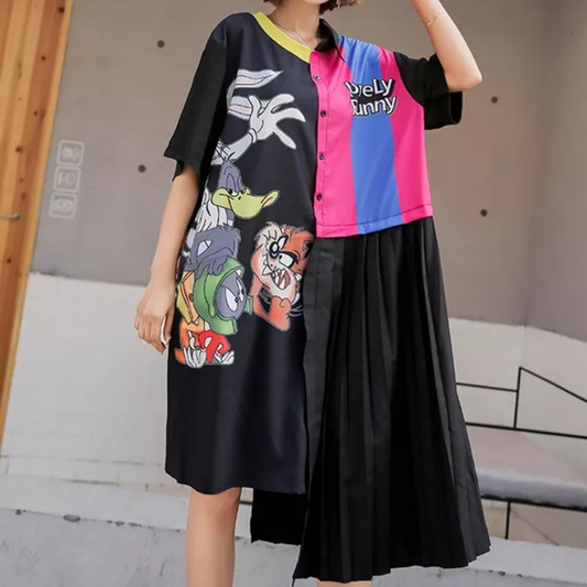 SHOPGOMAD “Looney Layers Dress” – Oversized Cartoon Chaos