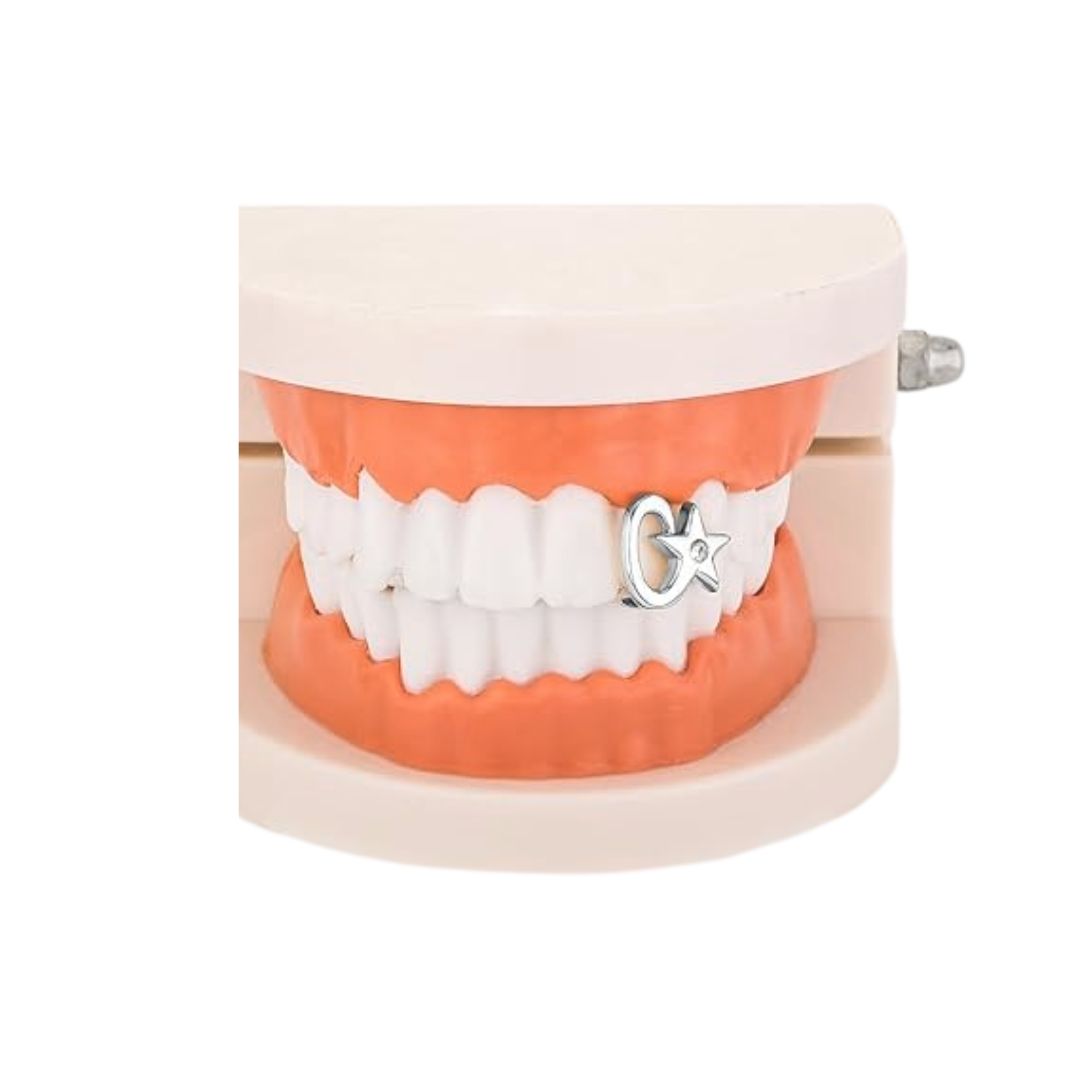 ShopGomad Tooth Cuff (Grill) with Star Shaped Hip Hop Teeth Grillz  l TEETH CUFF 🦷