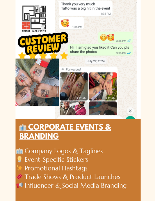 Custom Waterproof Temporary Tattoo / Body Sticker ✨ Get Inked Your Way! 🏢 CORPORATE EVENTS & BRANDING