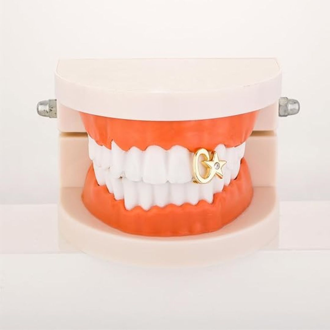 ShopGomad Tooth Cuff (Grill) with Star Shaped Hip Hop Teeth Grillz  l TEETH CUFF 🦷