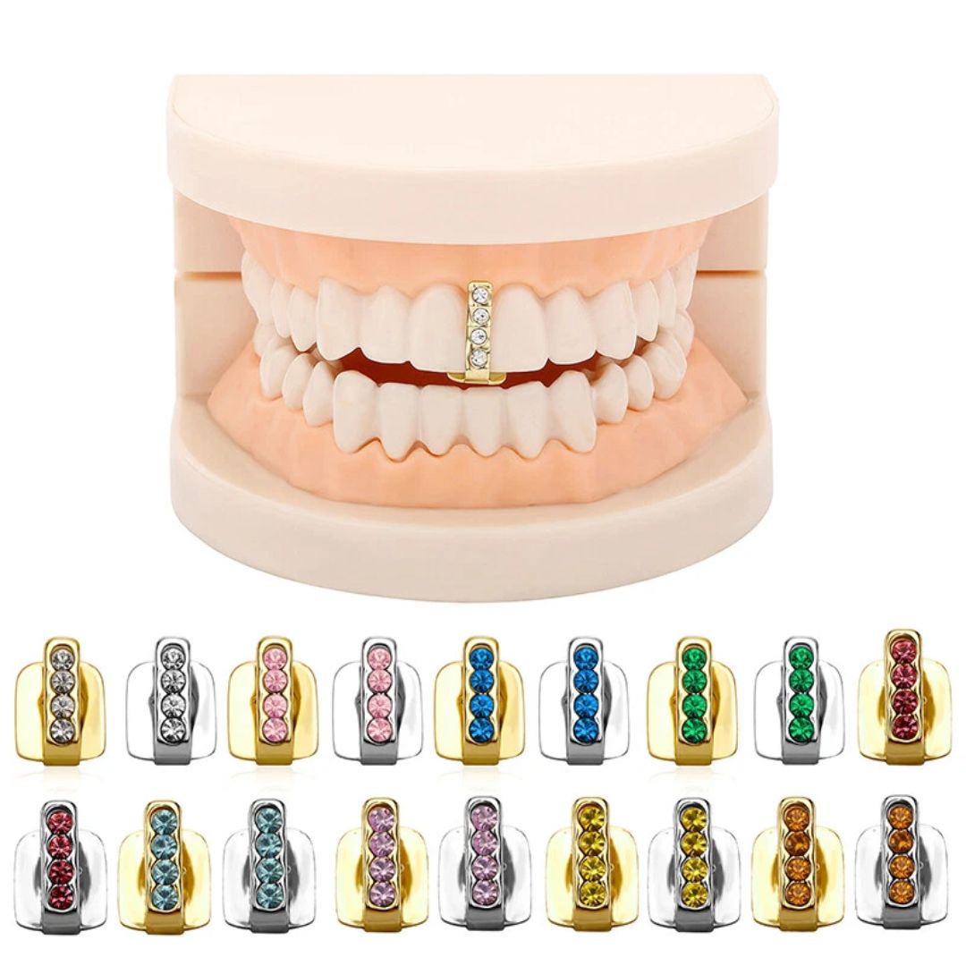ShopGomad Tooth Cuff (Grill) with Vertical Gold Bar Hip Hop Teeth Grillz  l TEETH CUFF 🦷