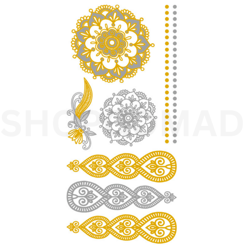 Mandala Style Waterproof Metallic/Flash Temporary Tattoo By ShopGomad