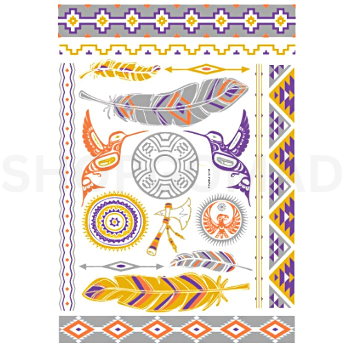 Tribal Pattern Waterproof Metallic/Flash Temporary Tattoo By ShopGomad