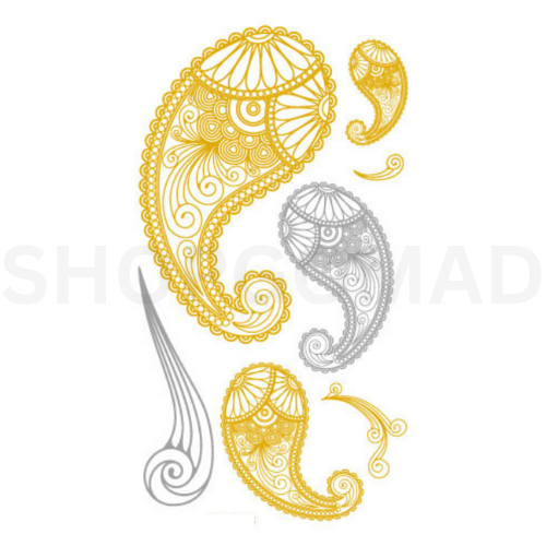 Henna Style Waterproof Metallic/Flash Temporary Tattoo By ShopGomad