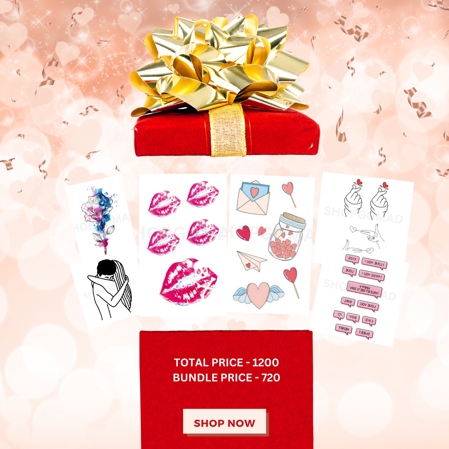 Valentines 6 Bundle Pack Temporary Tattoo By ShopGomad