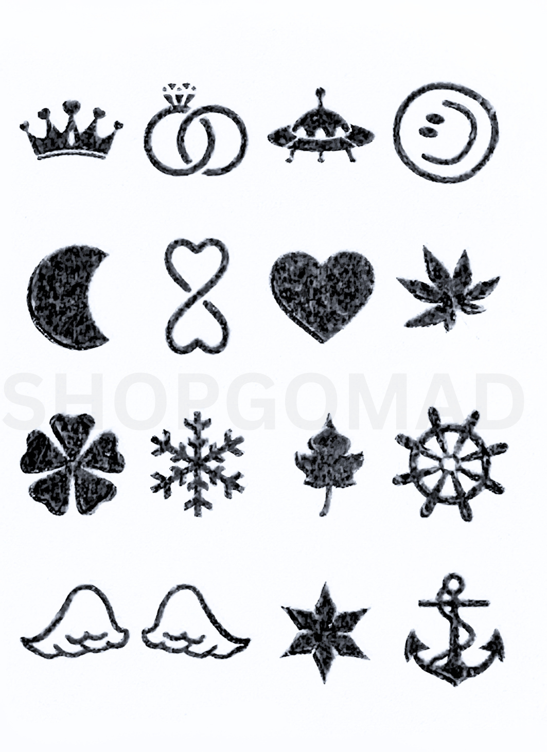 Pack Of 16 Semi Permanent Finger Tattoos By ShopGomad