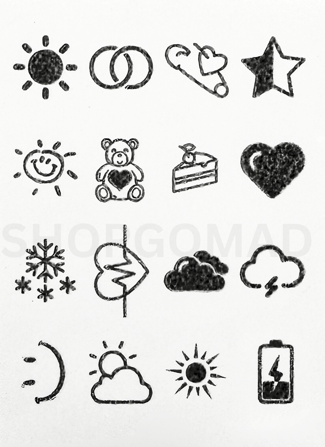 Pack Of 16 Semi Permanent Finger Ink Tattoos By ShopGomad