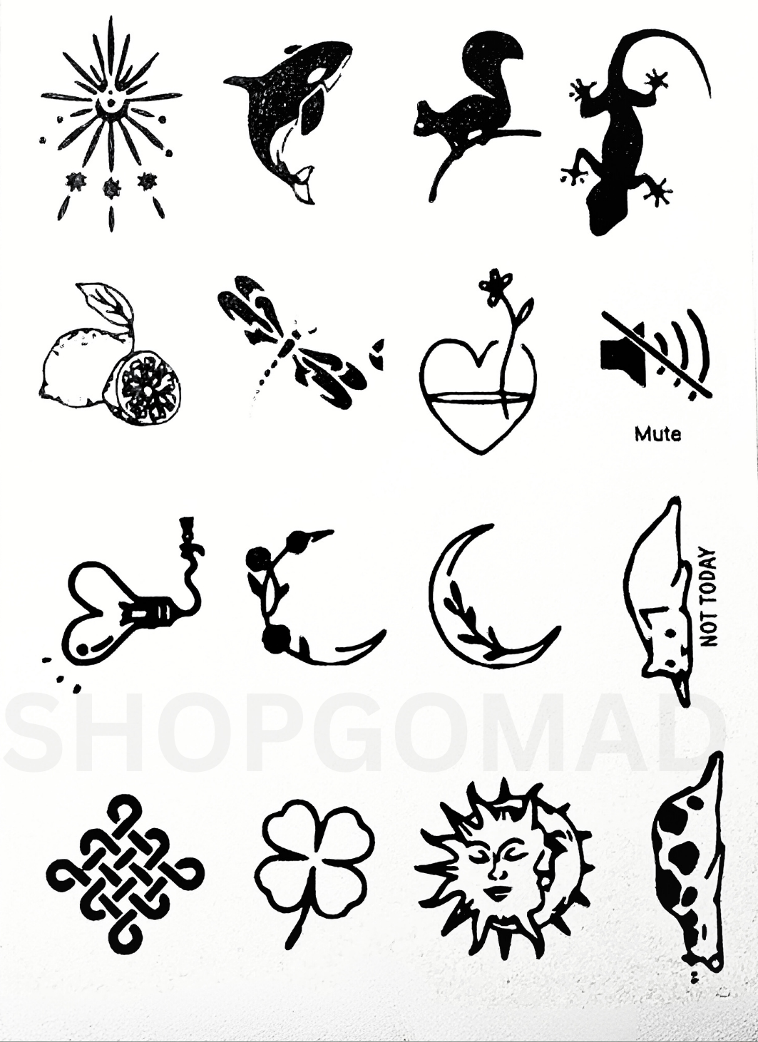 Pack Of 16 Semi Permanent Finger  Ink Tattoos By ShopGomad