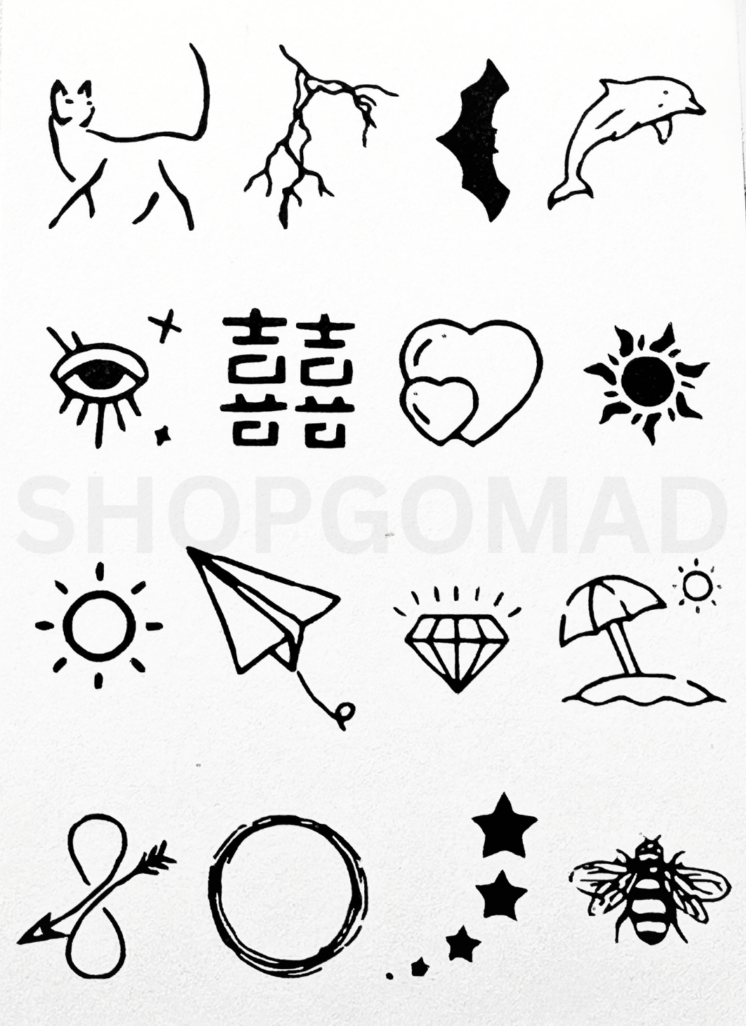 Pack Of 16 Semi Permanent Finger Ink Tattoos By ShopGomad