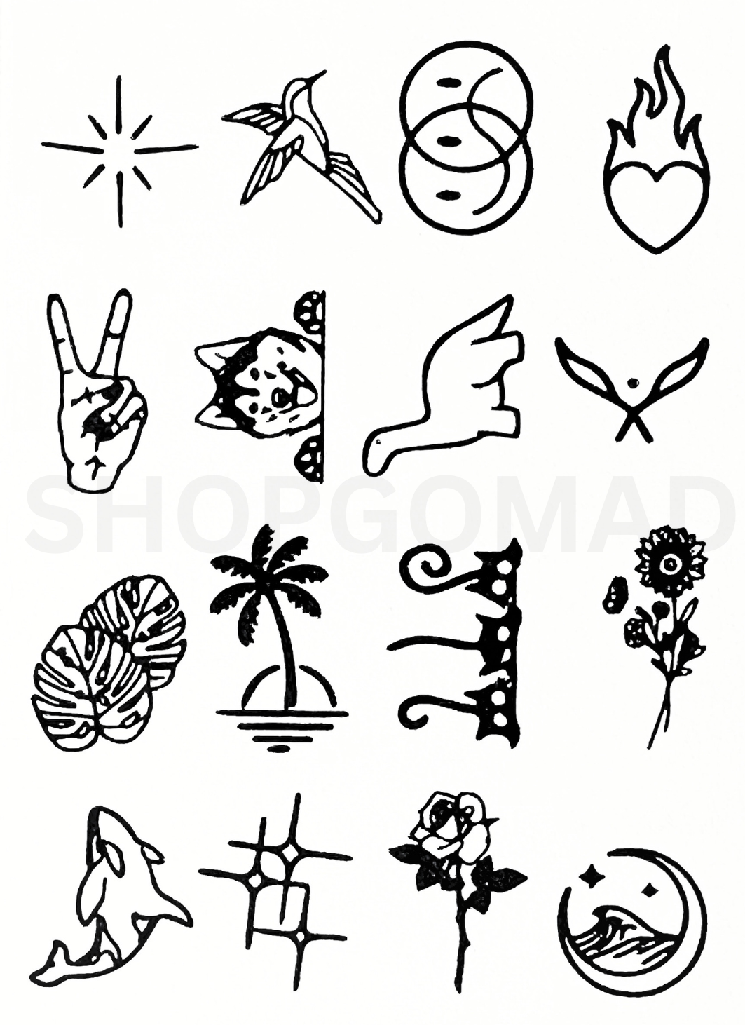 Pack Of 16 Semi Permanent Finger Ink Tattoos By ShopGomad