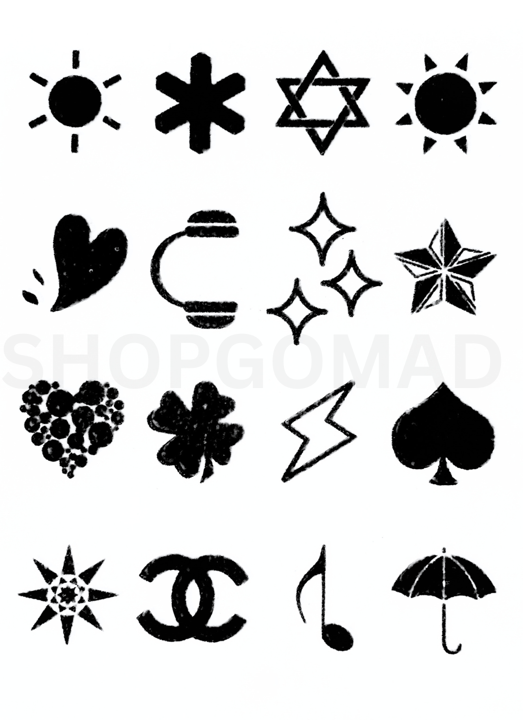 Pack Of 16 Semi Permanent Finger Ink Tattoos By ShopGoamd