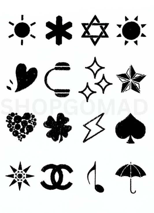 Pack Of 16 Semi Permanent Finger Ink Tattoos By ShopGoamd