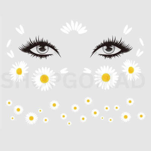 Daisies Face Floral Freckles Temporary Tattoo By ShopGomad