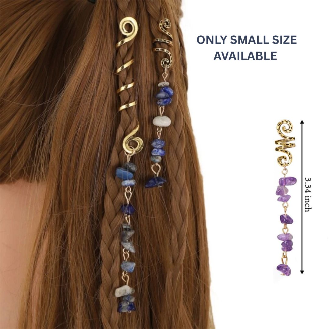 2 IN 1 PACK Spira Natural Crystal Stone Hair Accessories Hair Cuffs for Braids & Dreadlocks  By ShopGomad ✨ Add Magic to Every Strand ✨