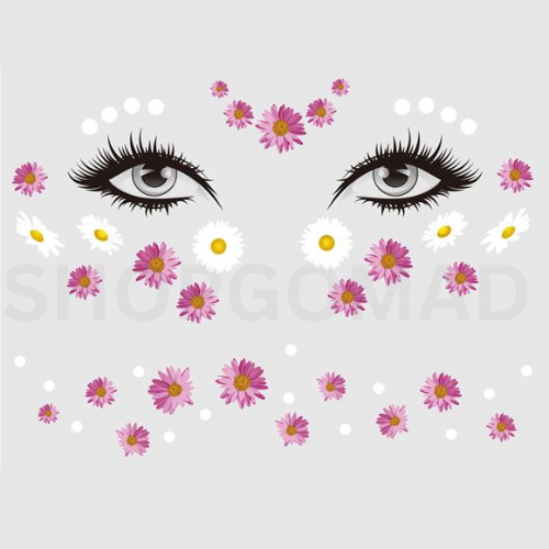 Purple Daisies Freckles face Temporary Tattoo By ShopGomad