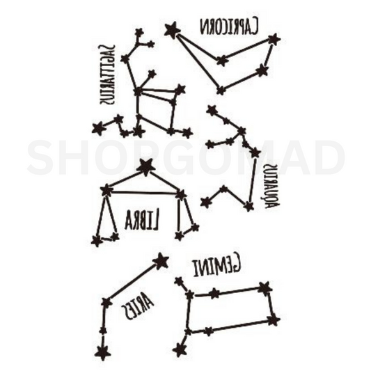 Zodiac Sun Sing Temporary Tattoo By ShopGomad