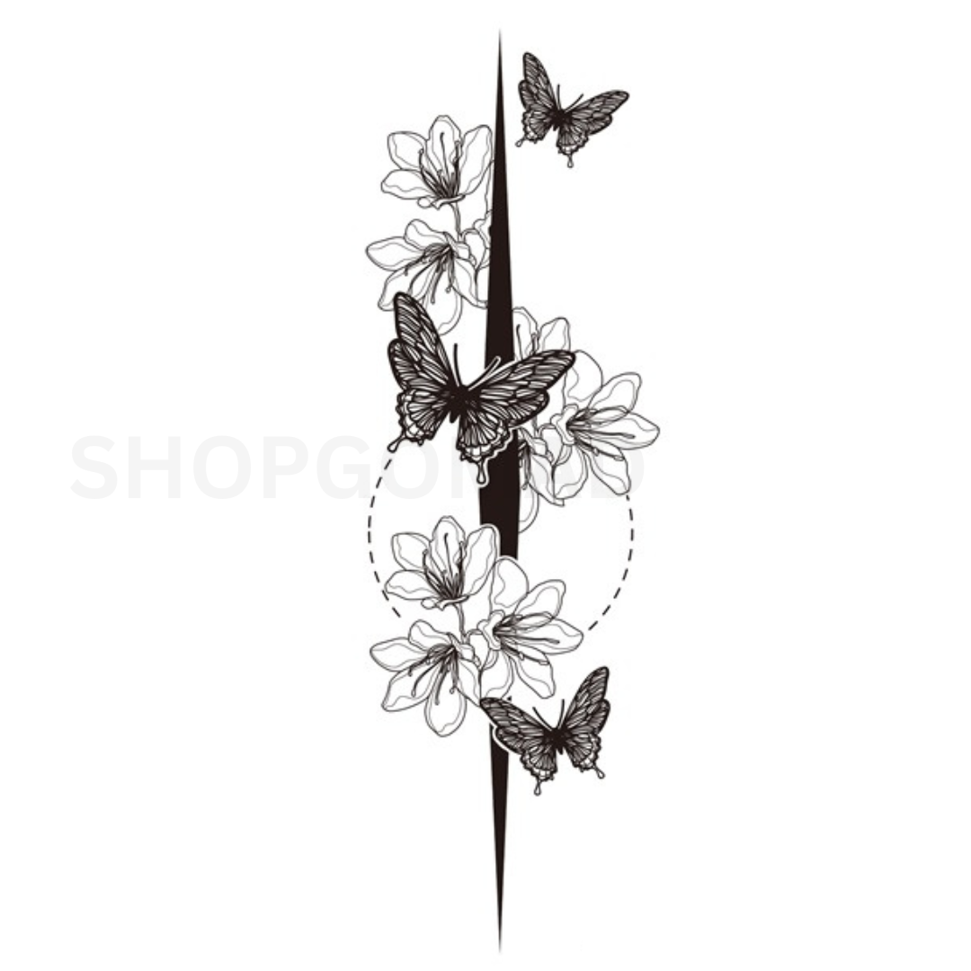 Butterfly Flower Temporary Tattoo By ShopGomad