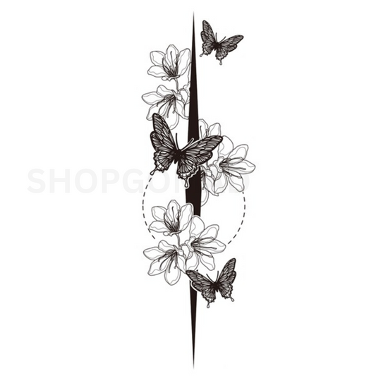 Butterfly Flower Temporary Tattoo By ShopGomad