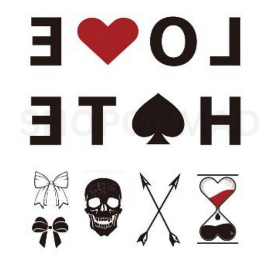 Love Hate Temporary Tattoo By ShopGomad