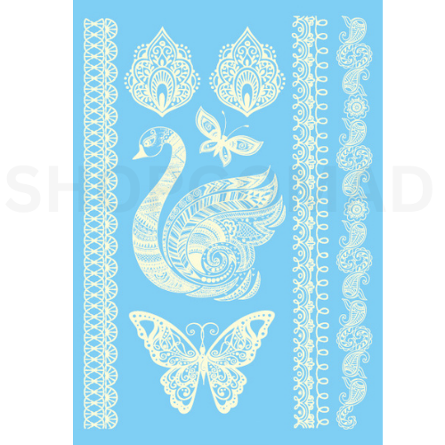 White Swan and butterfly Love Waterproof Temporary Tattoo By ShopGomad