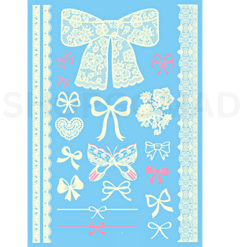 White Cute bows Waterproof Temporary Tattoo By ShopGomad