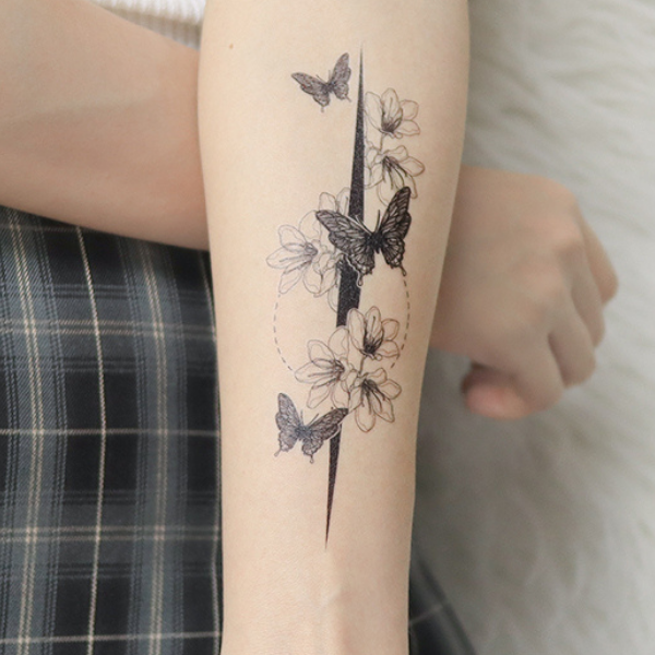 Butterfly Flower Temporary Tattoo By ShopGomad