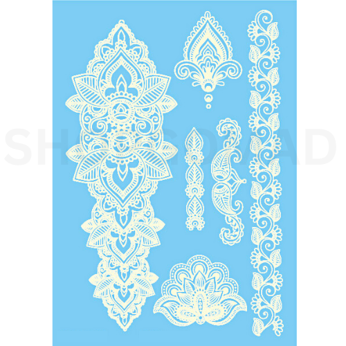 White Heena Art Waterproof Temporary Tattoo By ShopGomad