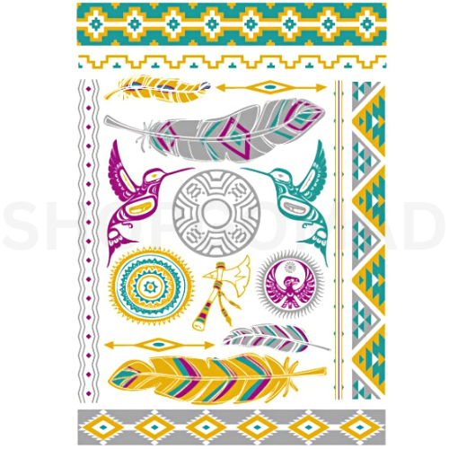 Tribal Pattern Waterproof Metallic/Flash Temporary Tattoo By ShopGomad