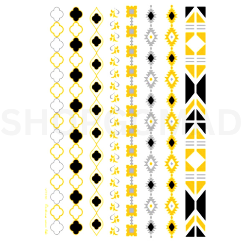 Black/Silver/Golden Waterproof Metallic/Flash Temporary Tattoo By ShopGomad