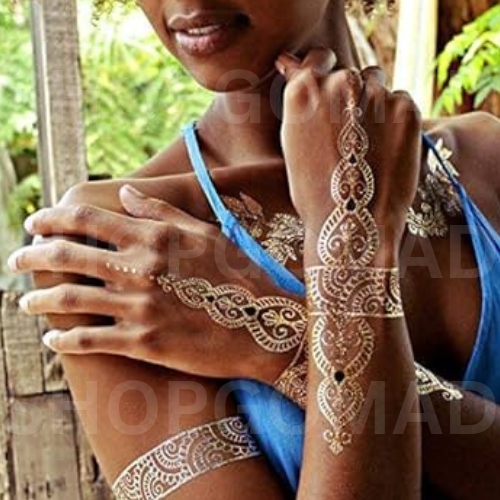 Henna Style Waterproof Metallic/Flash Temporary Tattoo By ShopGomad