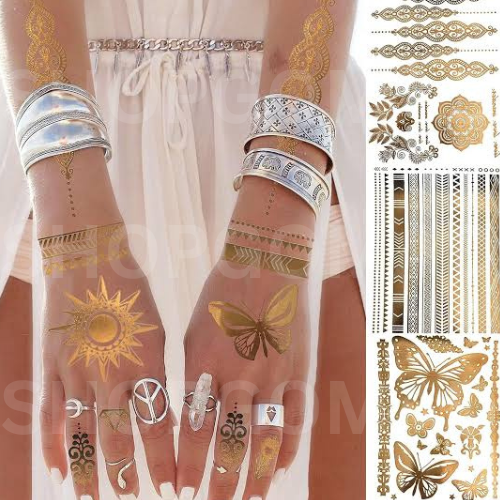 Band LOTUS Waterproof Metallic/Flash Temporary Tattoo By ShopGomad