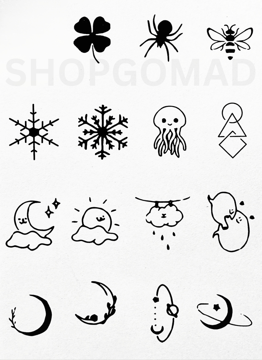 Pack Of 15 Semi Permanent Finger Ink Tattoos By ShopGomad