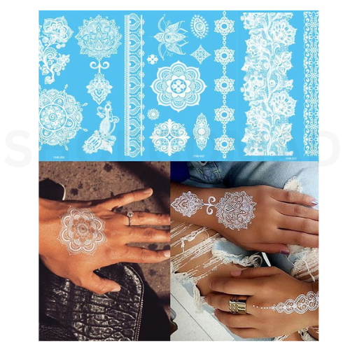 White Mandala Waterproof Temporary Tattoo By ShopGomad