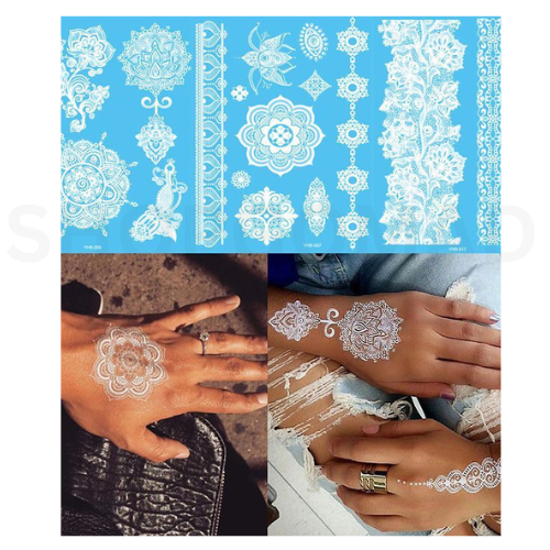 White Lace Band Waterproof Temporary Tattoo By ShopGomad