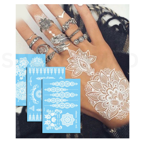 White Mask lace Waterproof Temporary Tattoo By ShopGomad