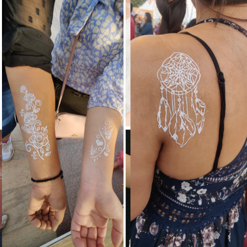 White Arabic Henna Waterproof Temporary Tattoo By ShopGomad