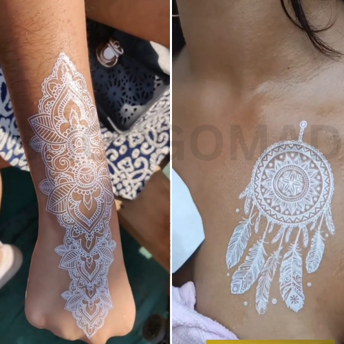 White Lace mandala Waterproof Temporary Tattoo By ShopGomad