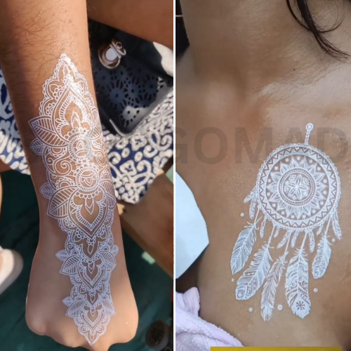 White Mandala waist Mehndi Waterproof Temporary Tattoo By ShopGomad