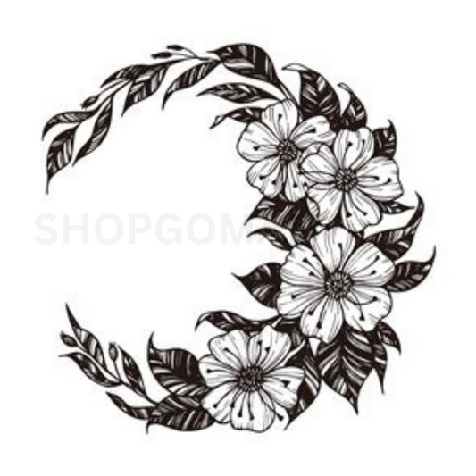 Crescent Flower Temporary Tattoo By ShopGomad