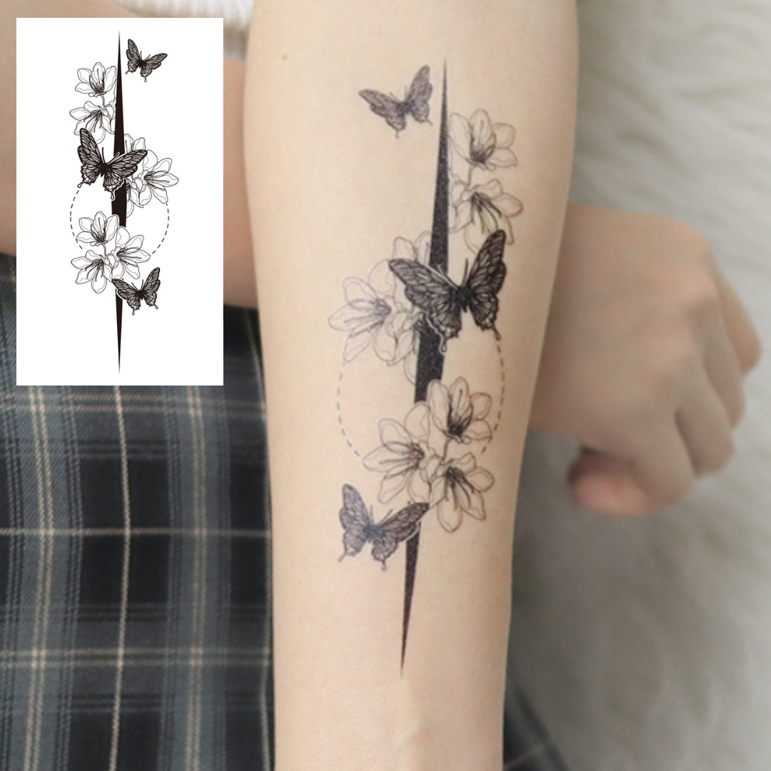 Butterfly Flower Temporary Tattoo By ShopGomad