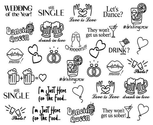 Custom Wedding Waterproof Temporary Tattoo Pack of 30 Tattoos / Body Sticker ✨ Get Inked Your Way! Wedding Temporary Tattoo