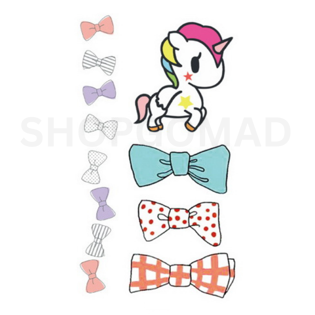 Bows And Unicorn Temporary Tattoo By ShopGomad